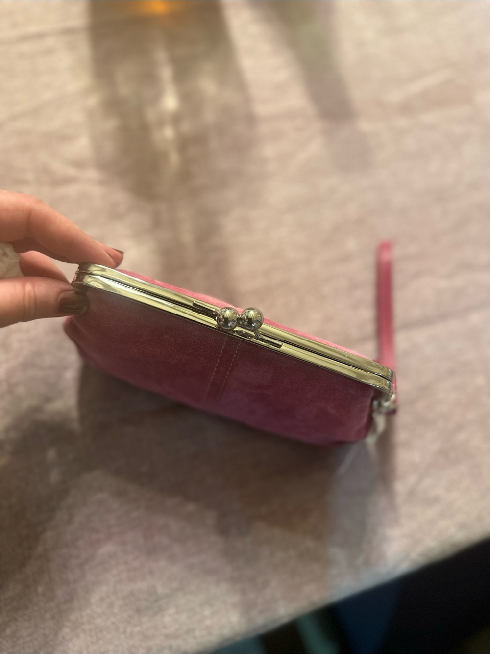 Coach Pink Suede Wristlet Clutch - Picture 2 of 8
